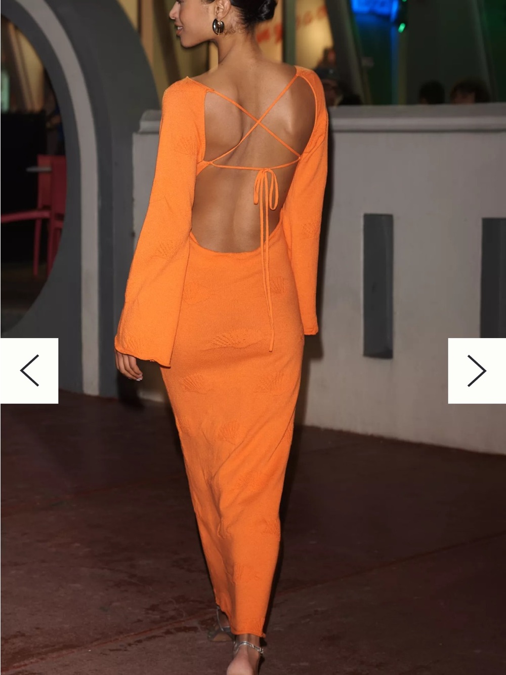 Anthropologie Women's Long Sleeve Orange Maxi Dress